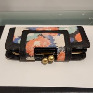 Fiorelli Floral Print Black Leather Clutch Wallet